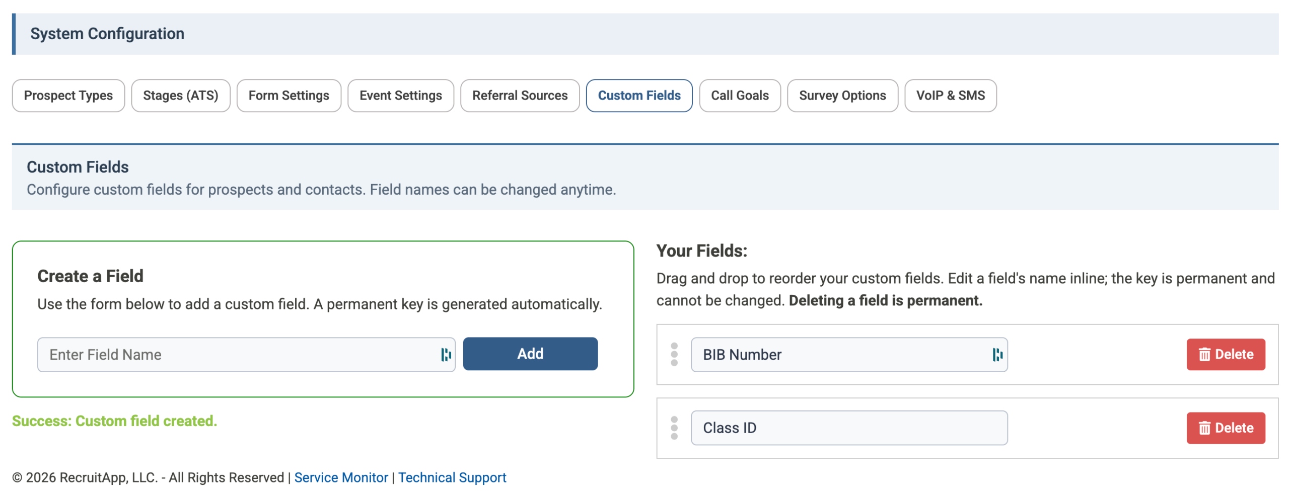 Create custom fields for prospects and contacts